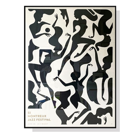 50Cmx70cm Jazz Festival Black Frame Canvas Wall Art