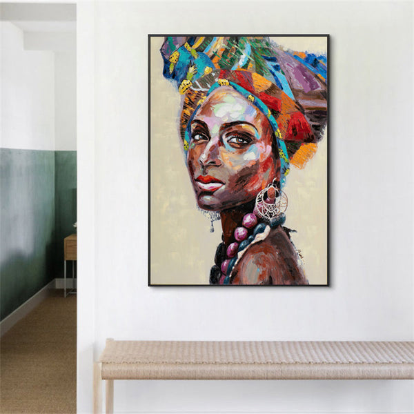 90Cmx135cm African Women 2 Sets Black Frame Canvas Wall Art