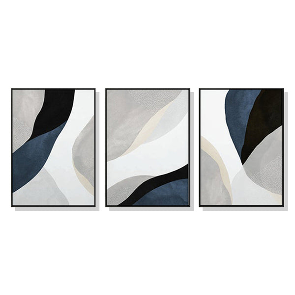 90Cmx135cm Abstract Navy Blue Sets Black Frame Canvas Wall Art