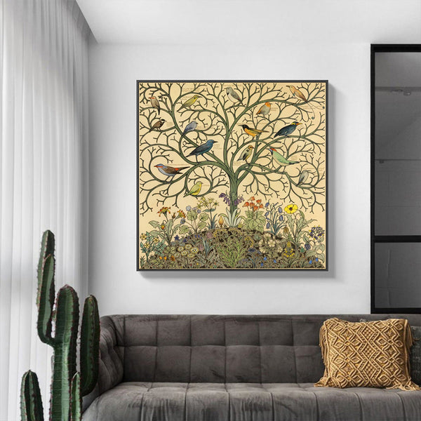 40Cmx40cm Tree Of Life Black Frame Canvas Wall Art