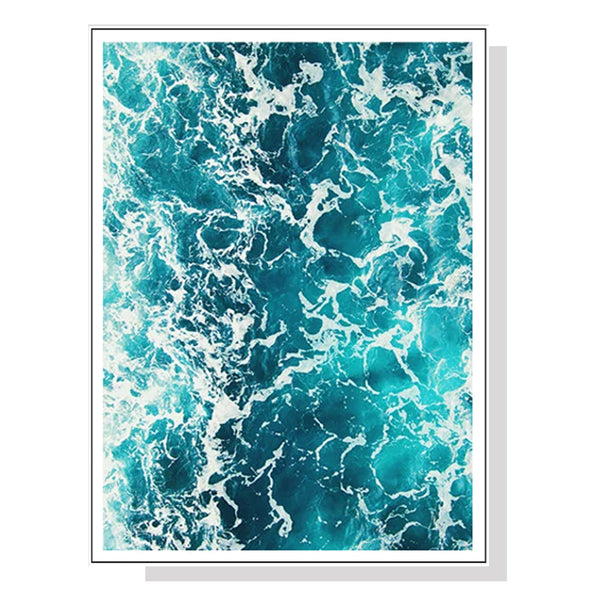 40Cmx60cm Blue Ocean White Frame Canvas Wall Art
