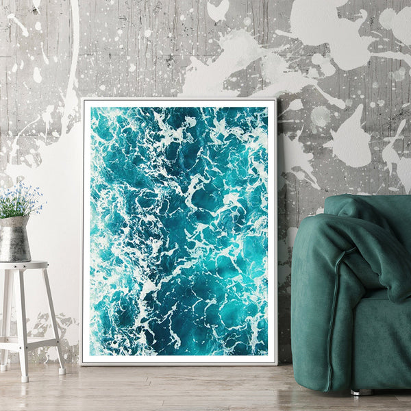 100Cmx150cm Blue Ocean White Frame Canvas Wall Art