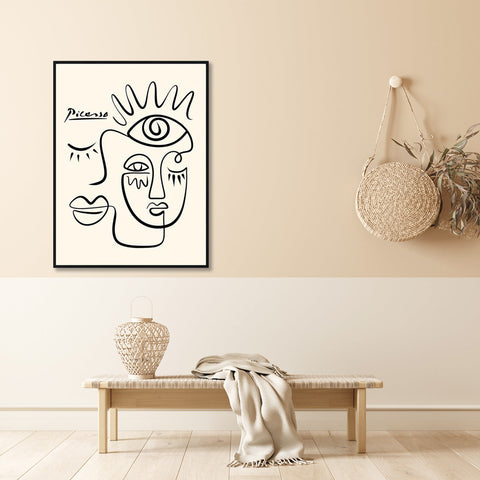 50Cmx70cm Line Art By Pablo Picasso Black Frame Canvas Wall Wall Art