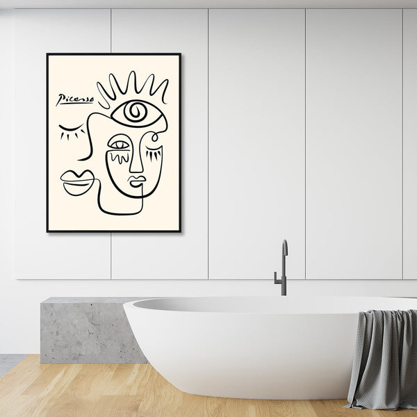 50Cmx70cm Line Art By Pablo Picasso Black Frame Canvas Wall Wall Art