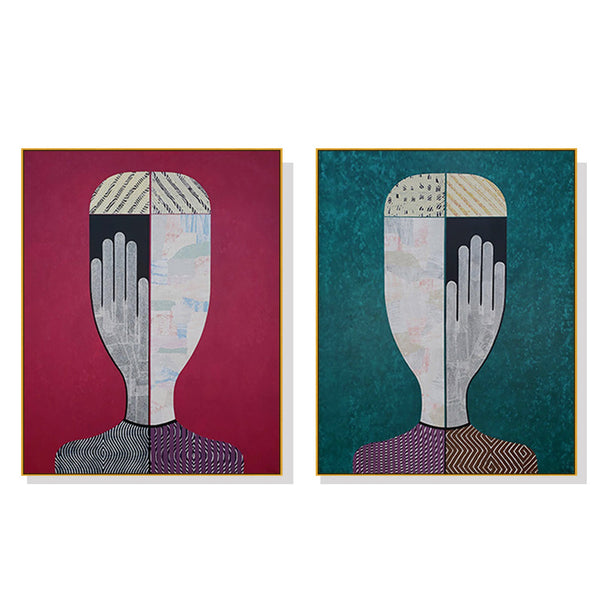 80Cmx120cm Abstract Man And Woman Sets Gold Frame Canvas Wall Art