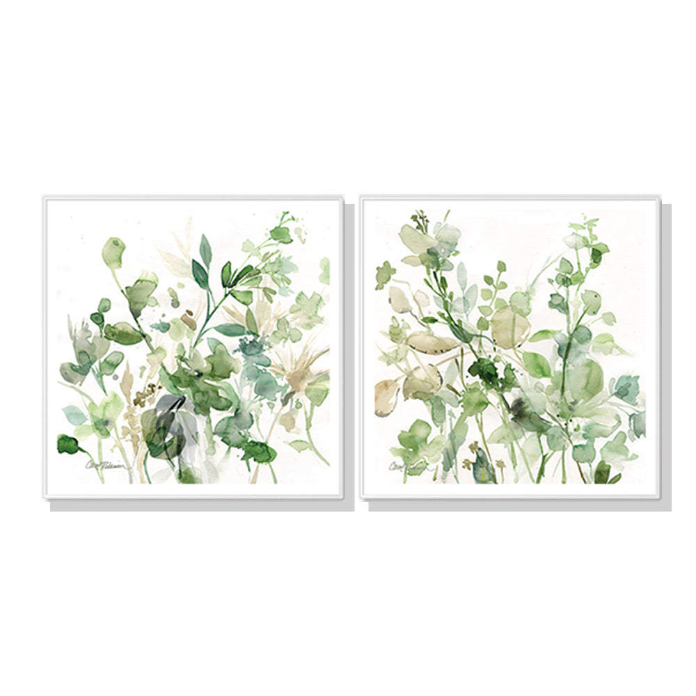 60Cmx60cm Sage Garden By Carol Robinson 2 Sets White Frame Canvas Wall Art