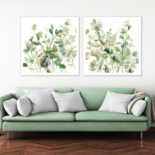 60Cmx60cm Sage Garden By Carol Robinson 2 Sets White Frame Canvas Wall Art