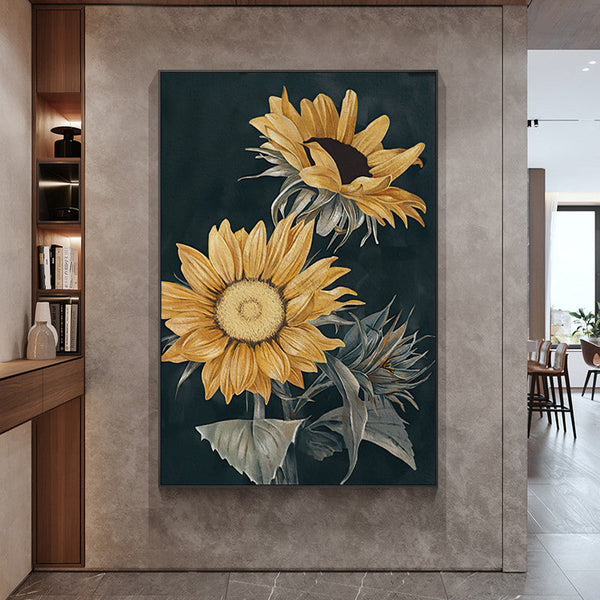 50Cmx70cm Sunflowers Black Frame Canvas Wall Art