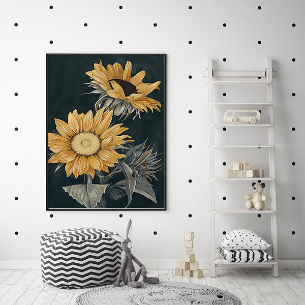 50Cmx70cm Sunflowers Black Frame Canvas Wall Art