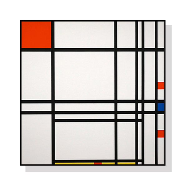 40Cm X Abstract By Piet Mondrian Black Frame Canvas Wall Art