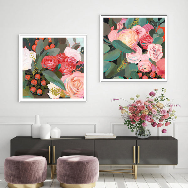 90Cmx90cm Eucalyptus Bouquet 2 Sets White Frame Canvas Wall Art