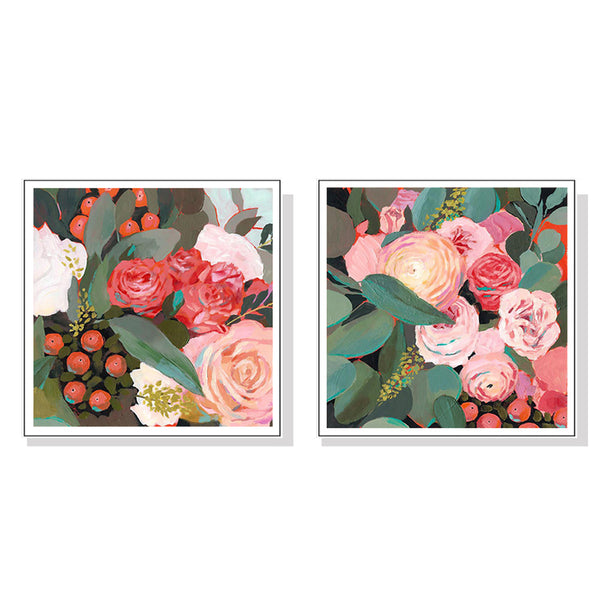 50Cmx50cm Eucalyptus Bouquet 2 Sets White Frame Canvas Wall Art