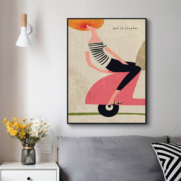 50Cmx70cm Scooter Black Frame Canvas Wall Art