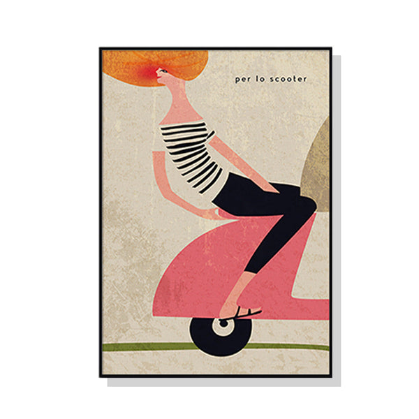 80Cmx120cm Scooter Black Frame Canvas Wall Art