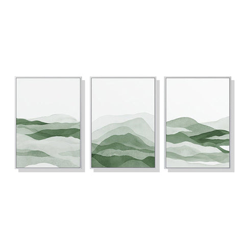 50Cmx70cm Sage Green 3 Sets White Frame Canvas Wall Art
