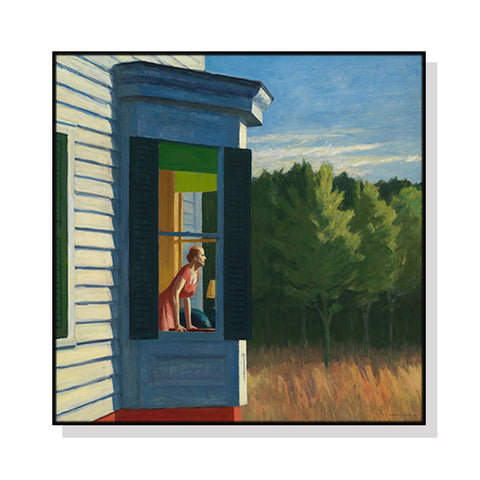 50Cmx50cm Cape Cod Morning By Edward Hopper Black Frame Canvas Wall Art