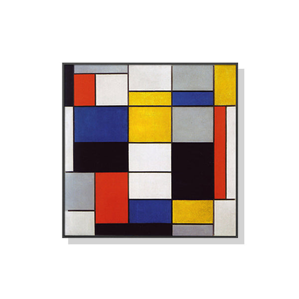 80Cmx80cm Large Composition By Piet Mondrian Black Frame Canvas Wall Art
