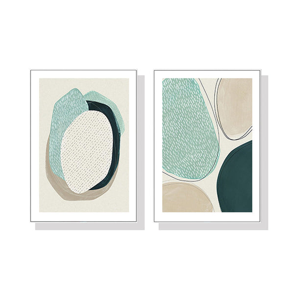 100Cmx150cm Abstract Green Circle 2 Sets White Frame Canvas Wall Art