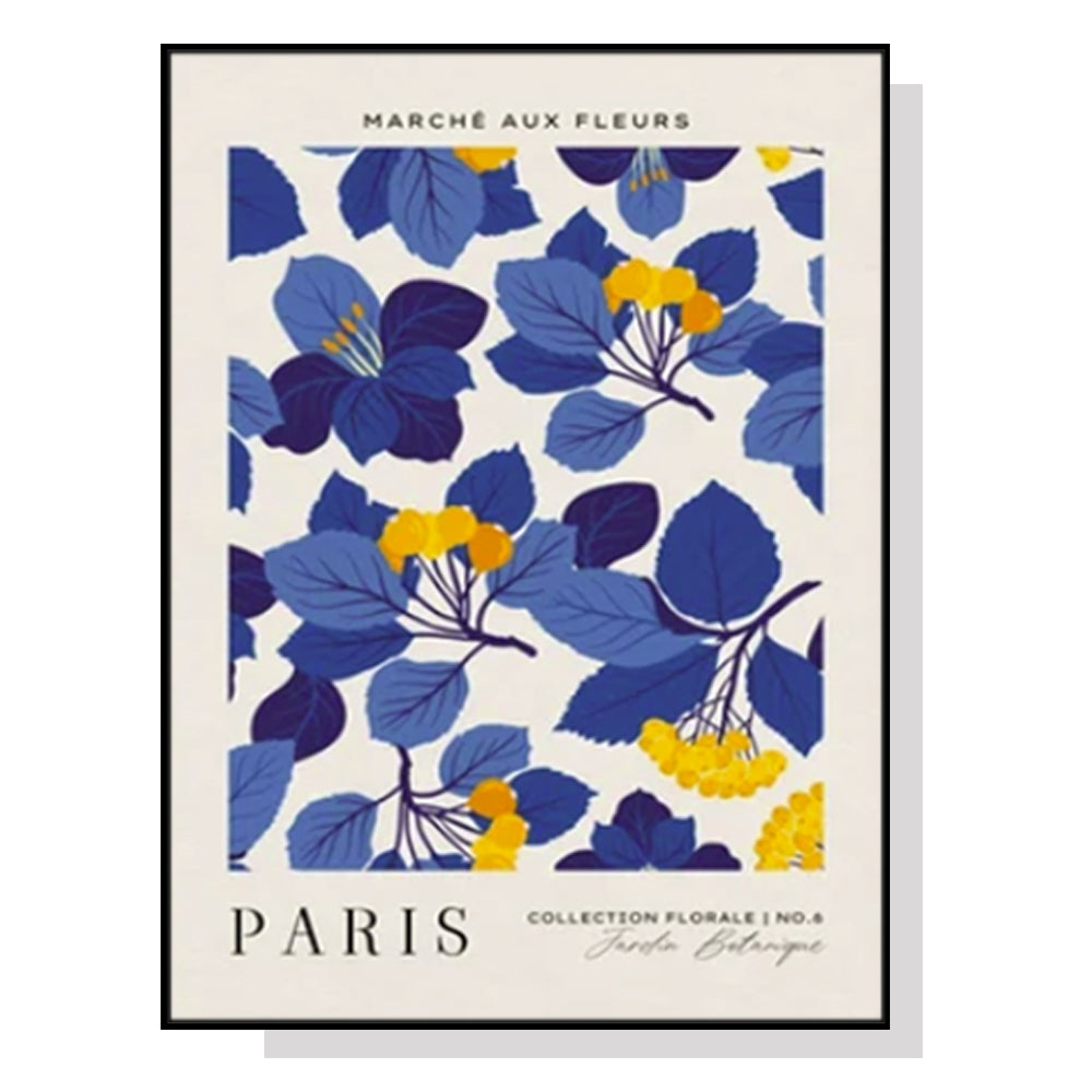 50Cmx70cm Paris Flower Market Black Frame Canvas Wall Art