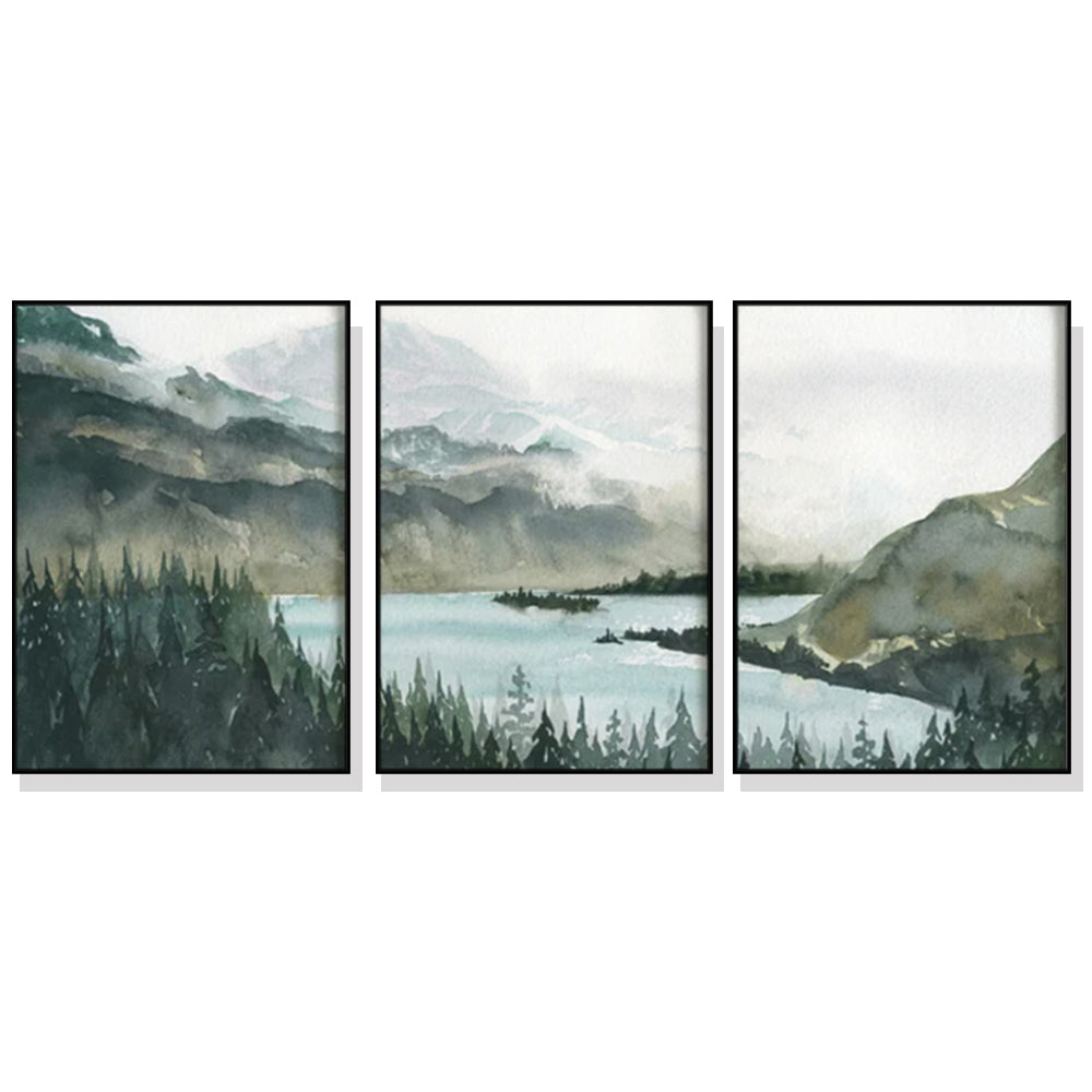 50Cmx70cm Landscape 3 Sets Black Frame Canvas Wall Art