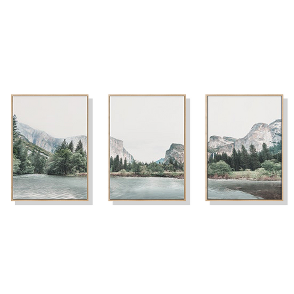 80Cmx120cm Yosemite Valley National Park 3 Sets Wood Frame Canvas Wall Art
