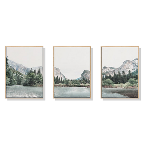 40Cmx60cm Yosemite Valley National Park 3 Sets Wood Frame Canvas Wall Art