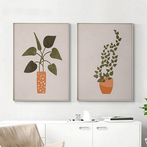 80Cmx120cm Boho Botanical Sets Gold Frame Canvas Wall Art