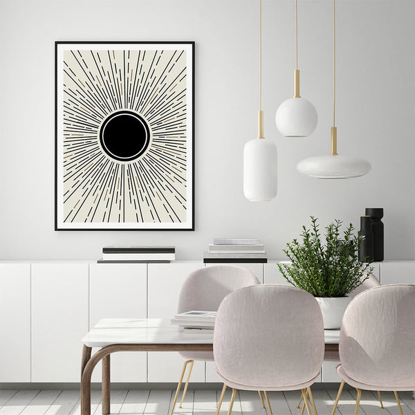 90Cmx135cm Sun Rise Black Frame Canvas Wall Art