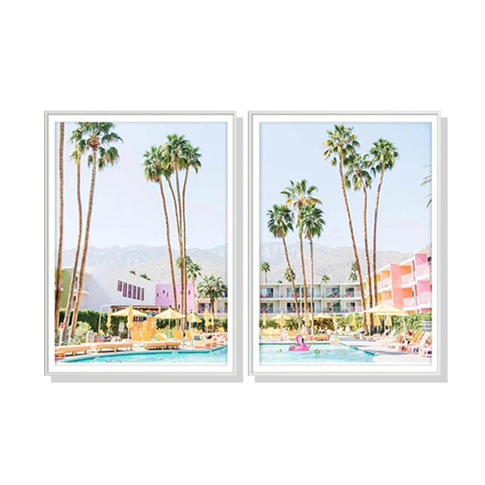 50Cmx70cm Saguaro Hotel 2 Sets White Frame Canvas Wall Art
