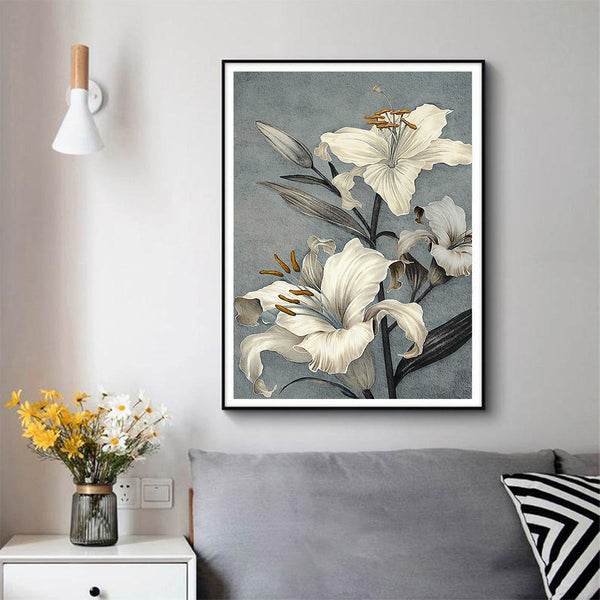 50Cmx70cm Floral Lily Ii Black Frame Canvas Wall Art