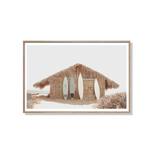 60Cmx90cm Surf Cabin Wood Frame Canvas Wall Art