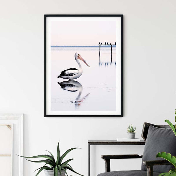90Cmx135cm Pelican Black Frame Canvas Wall Art