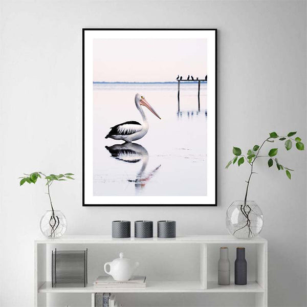 90Cmx135cm Pelican Black Frame Canvas Wall Art