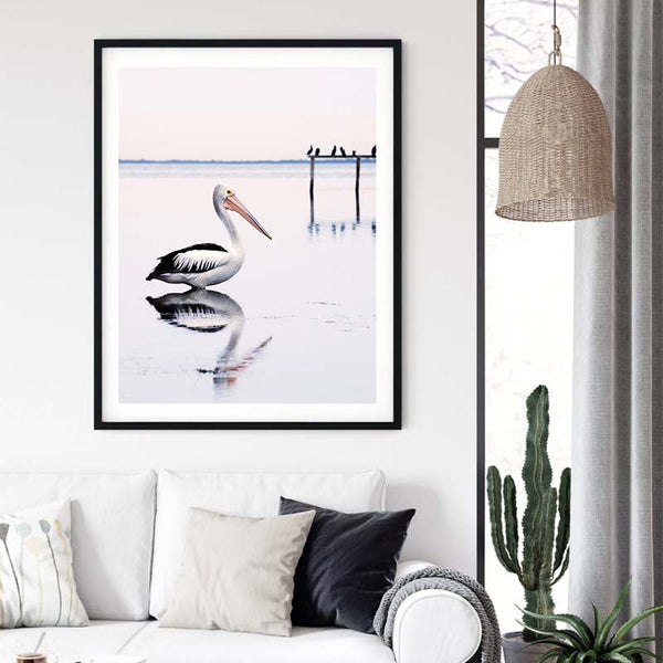 100Cmx150cm Pelican Black Frame Canvas Wall Art
