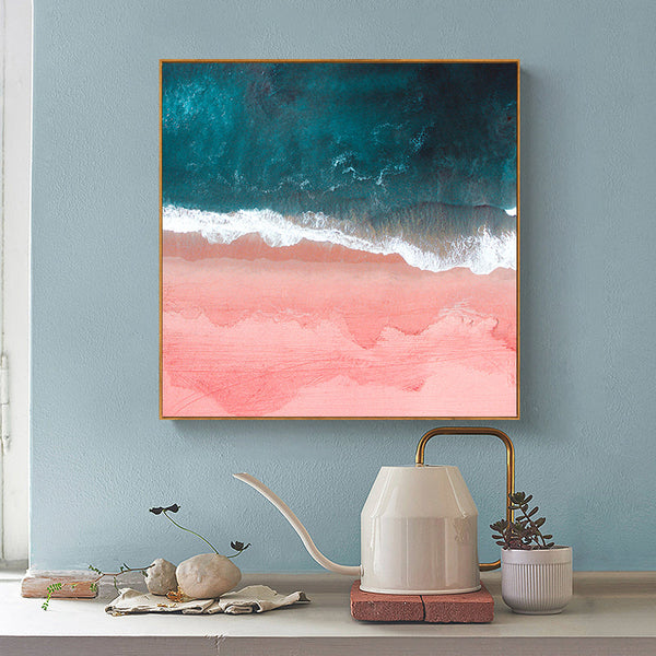 90Cmx90cm Pink Sea Wood Frame Canvas Wall Art
