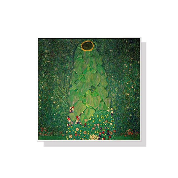 100Cmx100cm Sunflower By Gustav Klimt White Frame Canvas Wall Art