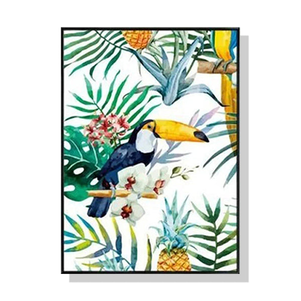 40Cmx60cm Toucan Plants Black Frame Canvas Wall Art