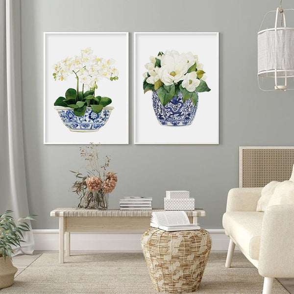 40Cmx60cm Elegant Flower 2 Sets White Frame Canvas Wall Art
