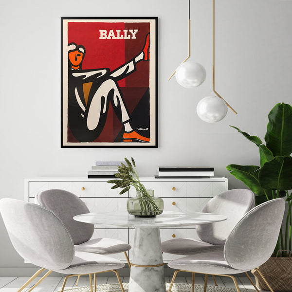 40Cm X 60Cm Bally Man By Villemot Black Frame Canvas Wall Art