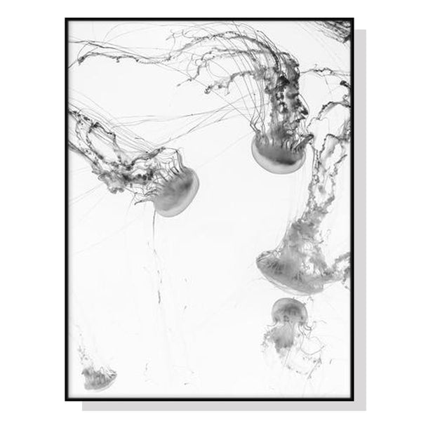 90Cmx135cm Jellyfish Black Frame Canvas Wall Art