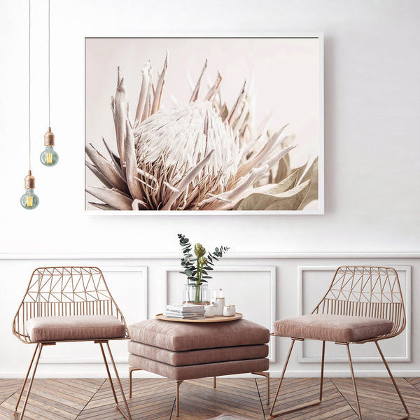 40Cmx60cm Pure Protea Ii White Frame Canvas Wall Art