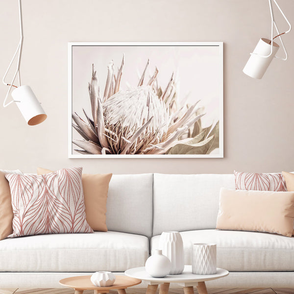 100Cmx150cm Pure Protea Ii White Frame Canvas Wall Art