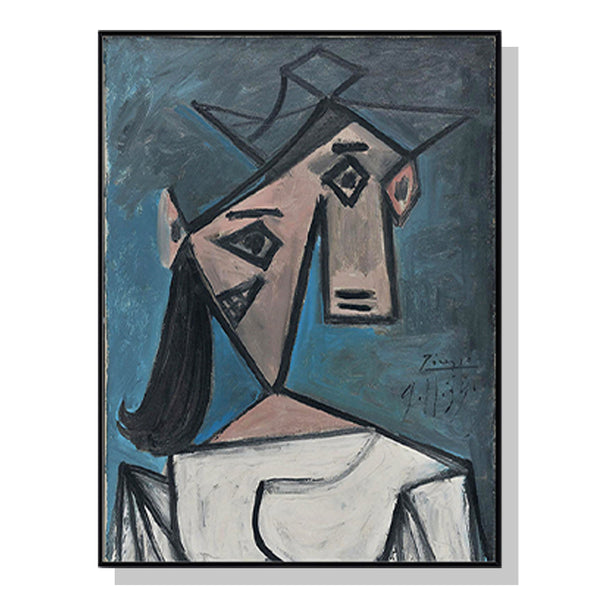 40Cmx60cm Head Of Woman By Pablo Picasso Black Frame Canvas Wall Art