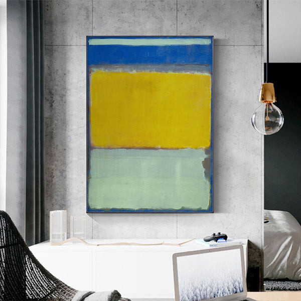 100Cmx150cm Blue Yellow Green By Mark Rothko Black Frame Canvas Wall Art