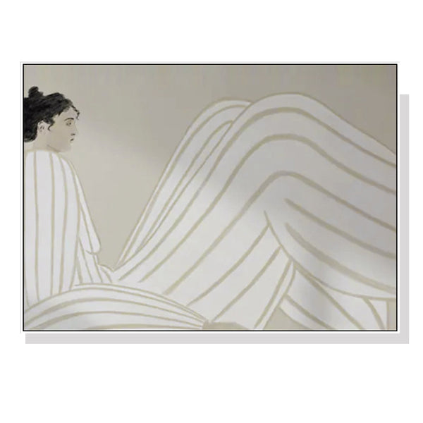 40Cm X 60Cm Abstract Lady White Frame Canvas Wall Art