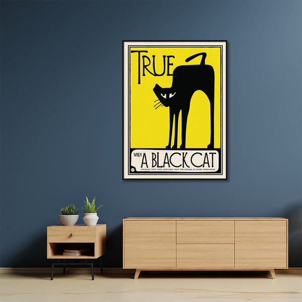 90Cmx135cm Black Cat Frame Canvas Wall Art