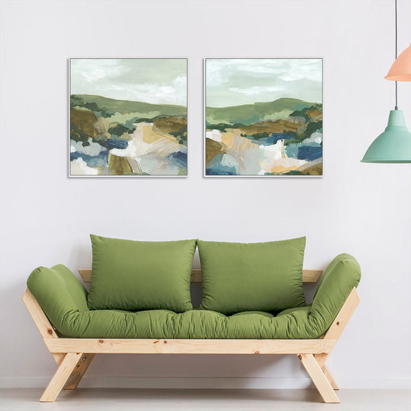 100Cmx100cm Abstract Landscape 2 Sets White Frame Canvas Wall Art