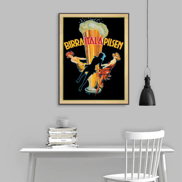 90Cmx135cm Birra Itala Pilsen Black Frame Canvas Wall Art