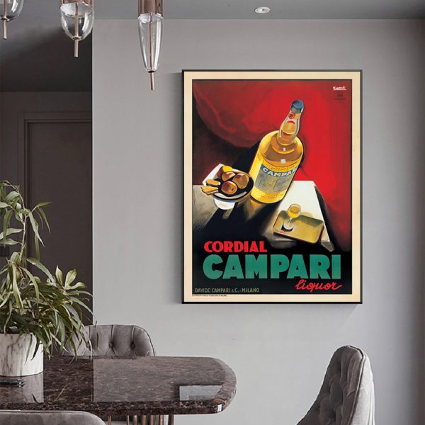 90Cmx135cm Cordial Campari Liquor Black Frame Canvas Wall Art
