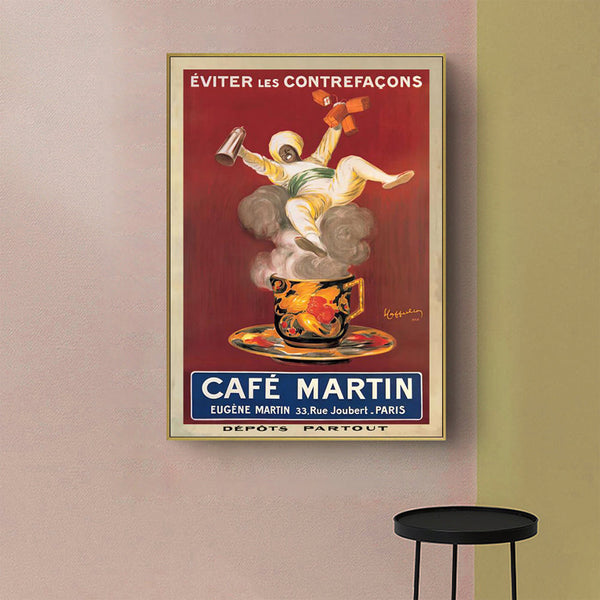 90Cmx135cm Cafe Martin Gold Frame Canvas Wall Art